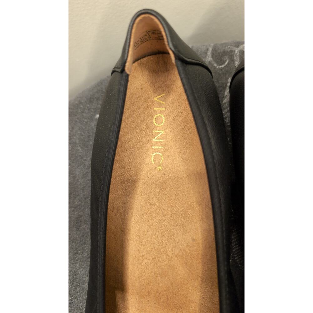 NWOT Vionic Amorie black leather orthotic bow ballet flats - Picture 3 of 9